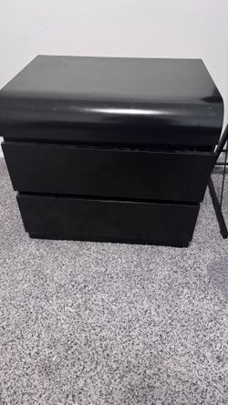 Three Drawer Black Lacquer Nightstand / End Table. $20