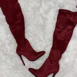 Maroon Suede Boots