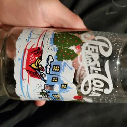 Vintage Pepsi Cola Winter Scene Drinking Glass