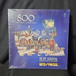 NIGHT ARRIVAL 800 Piece Train Shaped Jigsaw Puzzle Bits & Pieces Factory Sealed