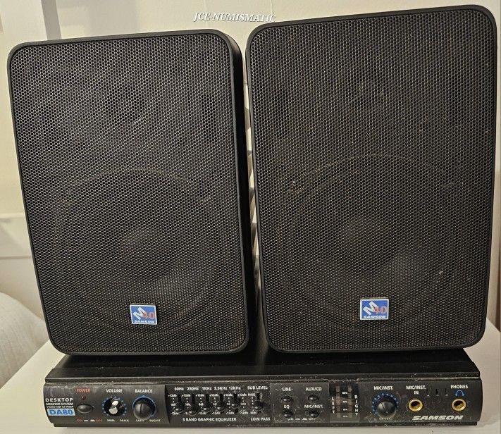 Samson Desktop Monitor System Stereo 40W X2, DA80 & Samson M40 Speakers - Works
