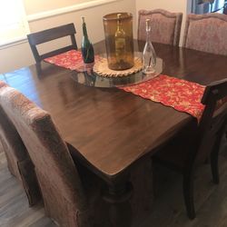 Dining Room Set 60” Square And 30”  Tall With 6Chairs And Lazy Susan And Matching Buffet 