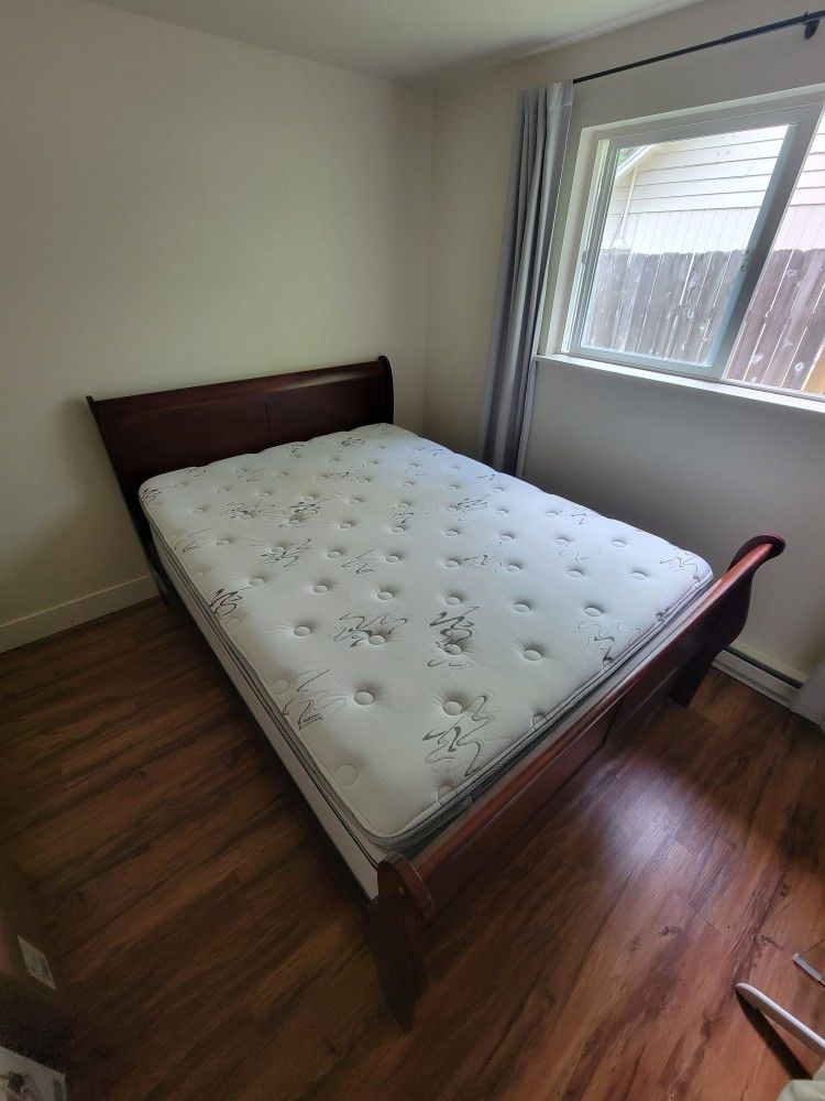 Queen Bed Frame + Mattress + Box Spring