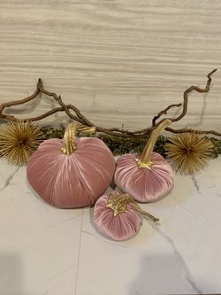 Handcrafted velvet pumpkins with Real stems
