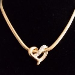 Nina Ricci Gold Plated Necklace with Heart Rhinestone Pendant