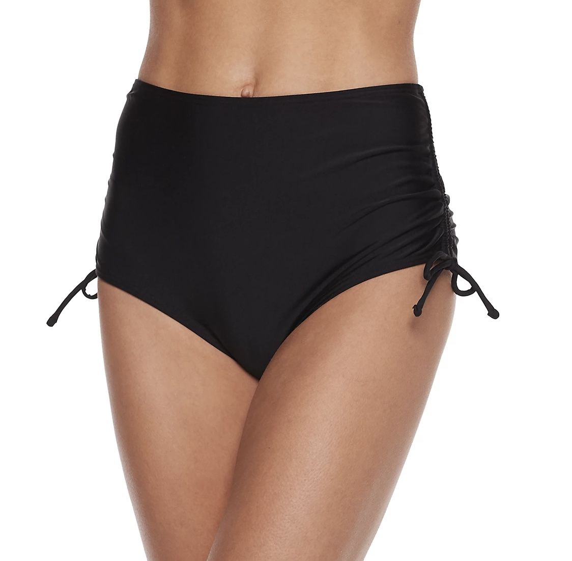 Juniors' Ruched Side High-Waist Bikini Bottoms