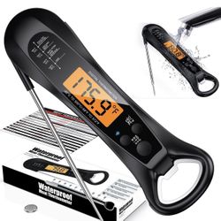 Instant Read Meat Thermometer for Cooking, Fast & Precise Digital Food Thermometer with Backlight, Magnet, Calibration, and Foldable Probe for Deep Fr