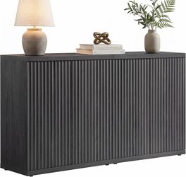 1718a  Buffet Cabinet with Storage Accent Sideboard Modern Credenza with Doors & Shelves Fluted Media Console Mid Century Coffee Bar Table for Living 