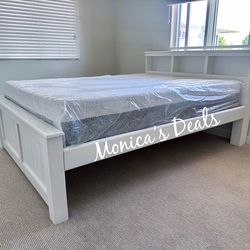 Queen Solid Wood Bed With Memory Foam Mattress $580