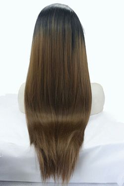 Lace front wig two tone synthetic