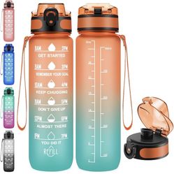 Brand New 32 oz Water Bottles With Motivational Time Maker, Esgreen Big 1  liter No Straw Water Jugs For Drinking, Tsa Approved BPA-FREE Plastic  Measur for Sale in Miami, FL - OfferUp