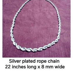 silver plated rope chain 22Lx6mmW