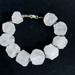 CHUNKY LARGE QUARTZ 925 Silver Bracelet 