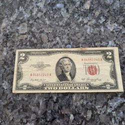 2 DOLLAR 1953 JEFFERSON RED SEAL!