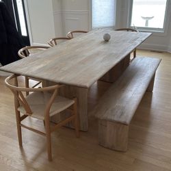 86” Solid Mango Wood Dining Table