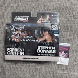 Forrest Griffin triple inscribed signed figure UFC JSA COA - Box Damage See Pic