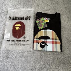 bape x burberry tee size m