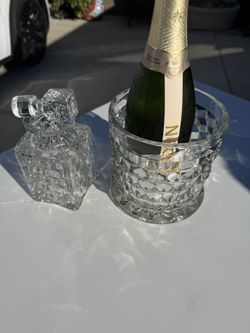 Glass Decatur And Ice Bucket 