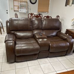 Leather Power Recline Sofa And Love Seat 