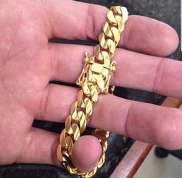 10mm Cuban Link Set 14K Gold Plated Does Not Loses Color