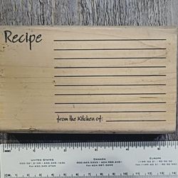 Recipe Card Blank Wooden Stamp Rare Art Craft Supply Cooking 