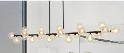 Matte Black Sputnik Chandelier  22 Lights Clear Multi Directional Stripes Shades, Dimmable.