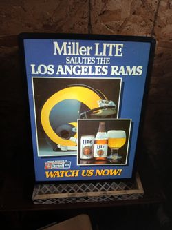 Vintage LA Rams Miller Beer Sign  Football Light Up Bar Sign 20" Works 1970/80’s