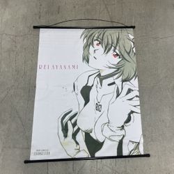 Vintage Neon Genesis Evangelion Rei Fabric Wall Scroll - Fabric