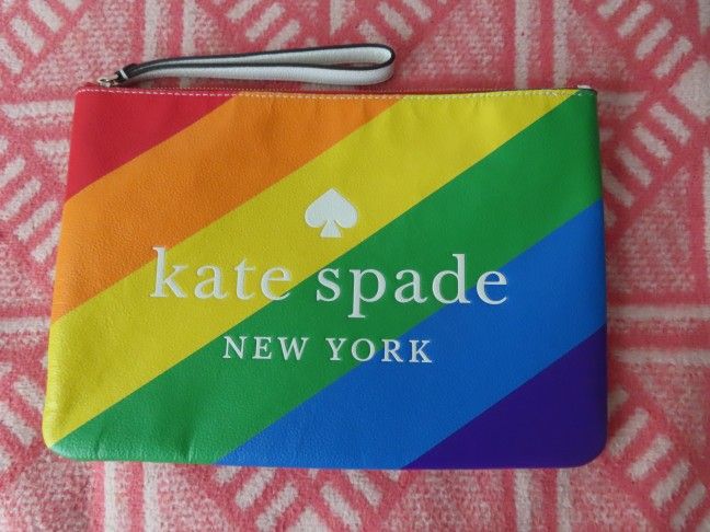 Kate Spade Rainbow Pride Large Zip Pouch Wristlet Bag Clutch