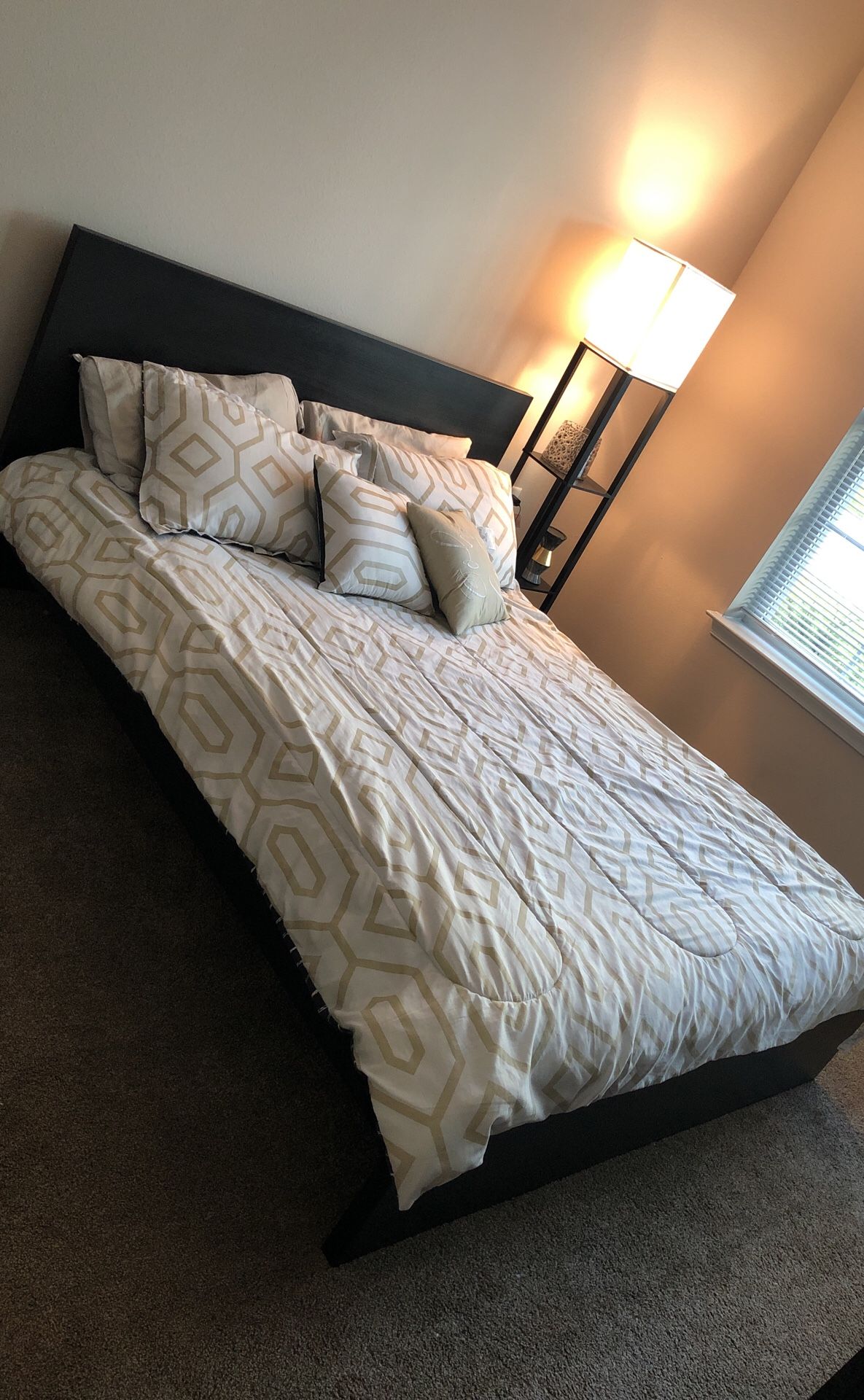 Queen bed & mattress, dresser, night stand, accent pieces. (All included)