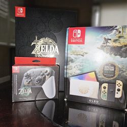 Zelda Edition Nintendo Switch With Collectors Tears Of The Kingdom And Matching Pro Controller 