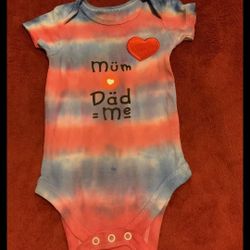 NEW July 4th Infant Clothing Imagine  Tie Dye One Piece Stripe Iron On Decal  3-6 Months