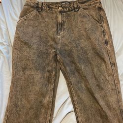 Brown Washed Passport Jeans Baggy Size 34