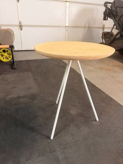 Cork Top Side Table with White Metal Legs