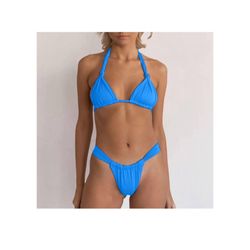 Two Piece Shorts 2PCS Thong Swimsuit Tie Knot Ruched Swimwear