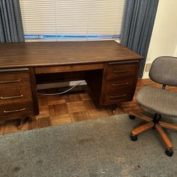 Vintage 1980s Desk With File Holders