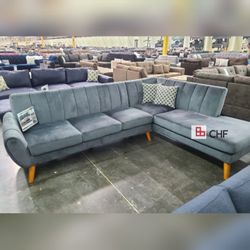 Different colors velvet Or Fabric sectional sofa | 111" × 33" × 33" H 