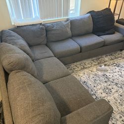 Large Gray L-shaped Sectional Couch For Sale