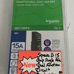 Square D 15 Amp Single Pole Dual Function Circuit Breaker New 