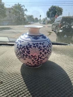 Blue and White Porcelain Floral Vase