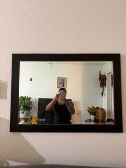 Large Wall Mirror Dark Wood Frame
