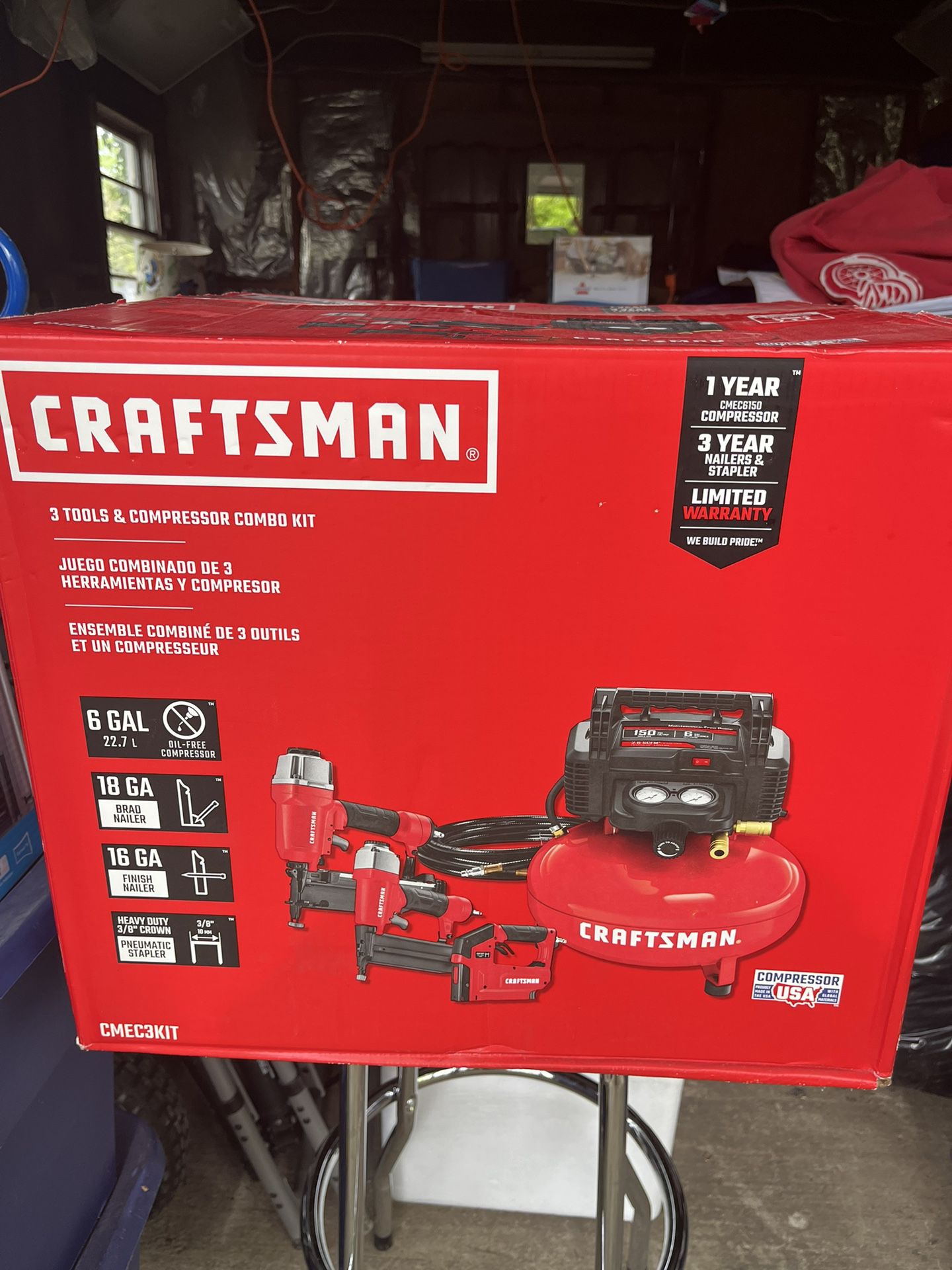Craftsman (3) Piece Compressor (2) Nailers And (1) Stapler