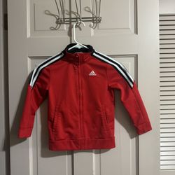 Adidas Full Zip Track Jacket Sweatshirt Red White Black Striped Youth Size 6