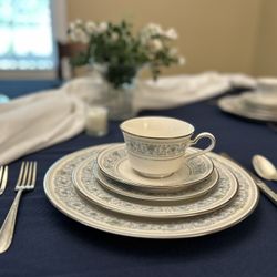 Vintage Noritake Monteleone China Set 40 Pc Service for 8 Ivory Silver Trim Wedding China 1978 Estate Dinnerware Set