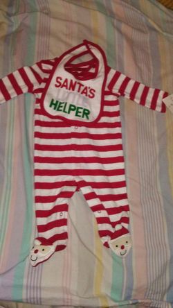 New with tags,Santa's helper onesis with bib