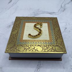 Punch Studio Jeweled Gold Foiled Embossed Monogrammed S Notepad 150 Sheets New without box precious little notebook/notepad with 150 monogramned with 