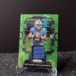 2023 Panini Prizm Anthony Richardson Rookie Gear Neon Green Pulsar Memorabilia Card 