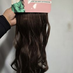 20" Brown Synthetic Hair Clip Ins 7 Pcs  Iron Friendly New  Hair Extensions