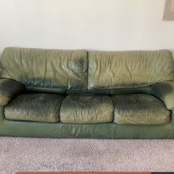 Green leather Couch
