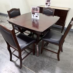 Dark Brown Counter Height Dining Table Set